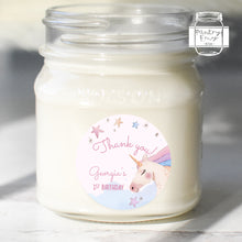 Load image into Gallery viewer, Personalised Rainbow Unicorn Watercolour Style Birthday Party Stickers
