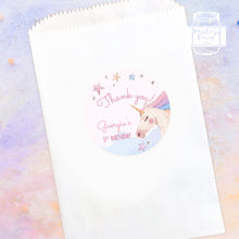 Load image into Gallery viewer, Personalised Rainbow Unicorn Watercolour Style Birthday Party Stickers
