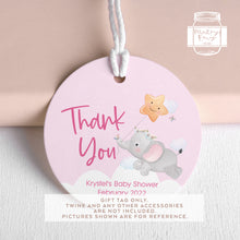 Load image into Gallery viewer, Baby Elephant Baby Shower Round Party Favour Tags
