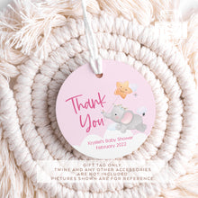 Load image into Gallery viewer, Baby Elephant Baby Shower Round Party Favour Tags
