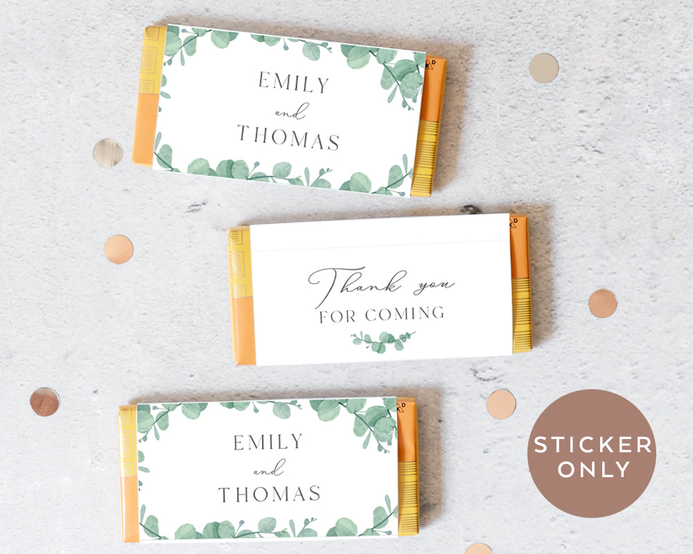 8pcs Personalised Eucalyptus Style Chocolate Wrapper, Aldi Chocolate Wrappers, Minimalist Candy Bars Wrappers