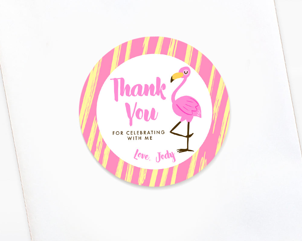 Pink Flamingo Birthday Party Stickers