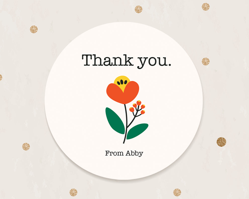 Flower Style Thank You Stickers