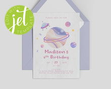 Load image into Gallery viewer, Outer Space Birthday Invitation Template Printable Invitation, Colourful Space Print It Yourself Space Party Birthday Invite, Invitation
