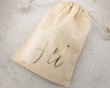Load image into Gallery viewer, Personalised Cotton Drawstring Bag for Party Favours, Hen&#39;s Party Bag
