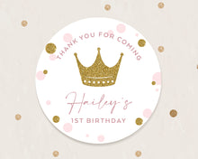 Load image into Gallery viewer, Princess Gold Crown Style Birthday Party Stickers, Girls&#39; Party Stickers
