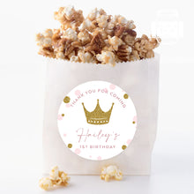 Load image into Gallery viewer, Princess Gold Crown Style Birthday Party Stickers, Girls&#39; Party Stickers
