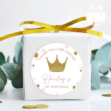 Load image into Gallery viewer, Princess Gold Crown Style Birthday Party Stickers, Girls&#39; Party Stickers
