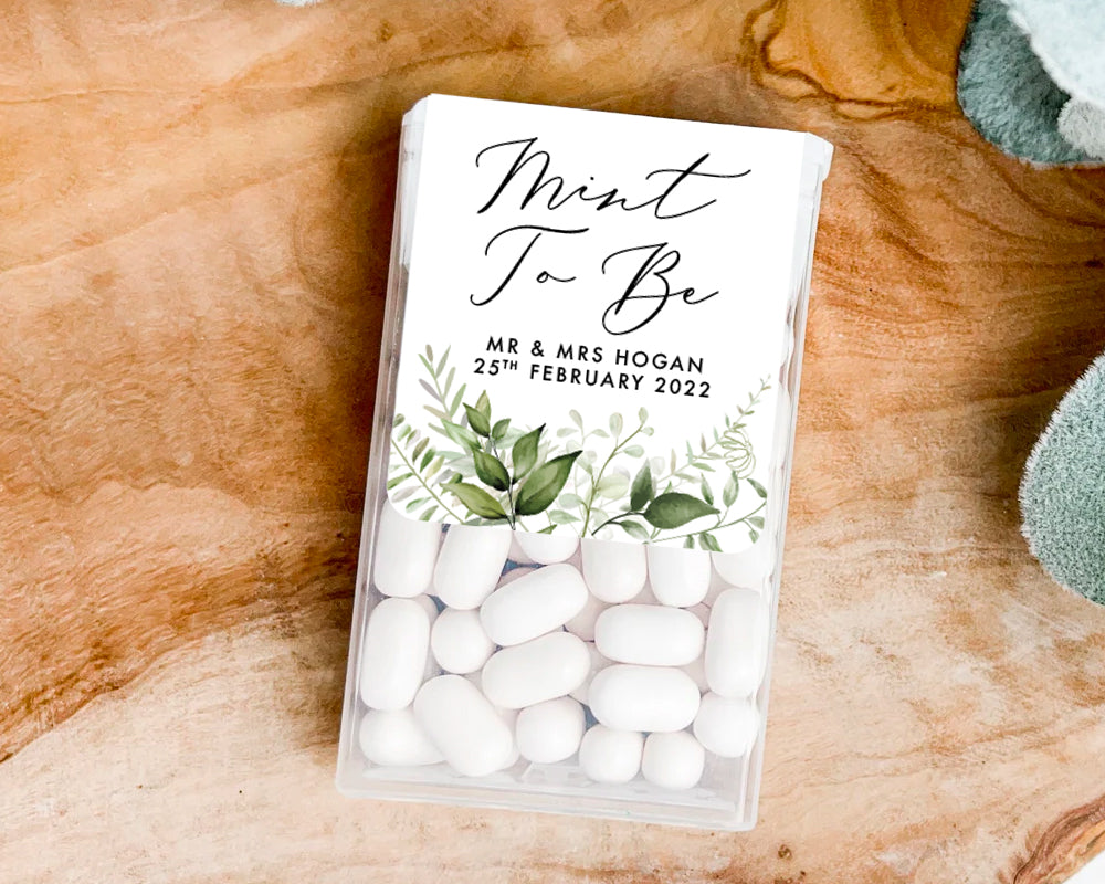 *Sticker Only* Mint to Be Wedding Favours Greenery Style Tic Tac Stickers