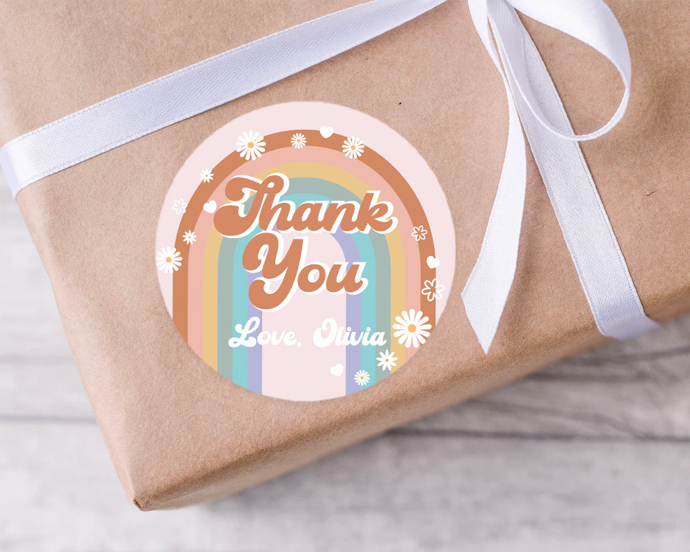 Groovy Style Stickers Kids Birthday Party Stickers Thank You Stickers