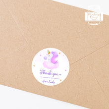 Load image into Gallery viewer, Personalised Cute Unicorn Watercolour Style Birthday Party Stickers
