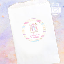 Load image into Gallery viewer, Hand Painted Style Rainbow Themed Birthday Party Stickers
