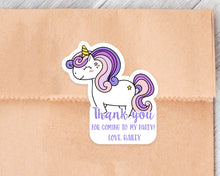 Load image into Gallery viewer, Cute Unicorn Birthday Party Stickers Goodies Bag Stickers Kiss Cut Style
