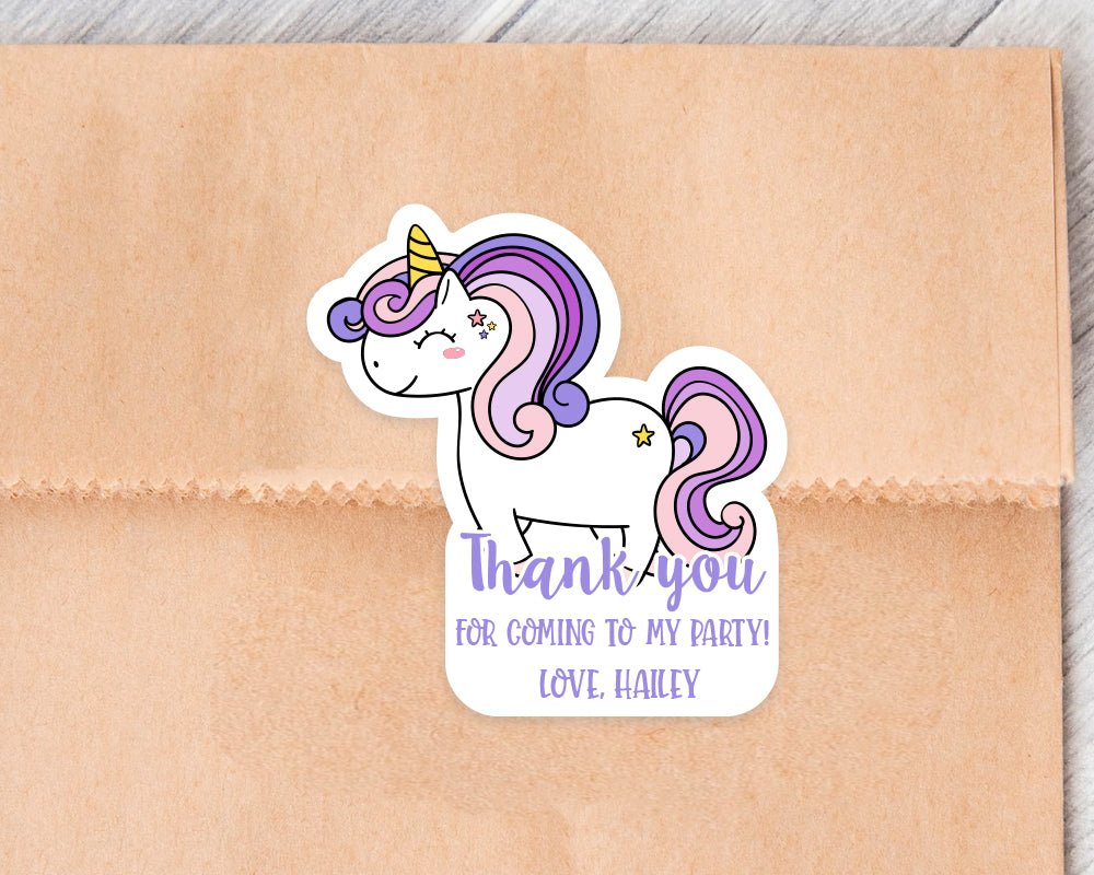 Cute Unicorn Birthday Party Stickers Goodies Bag Stickers Kiss Cut Style
