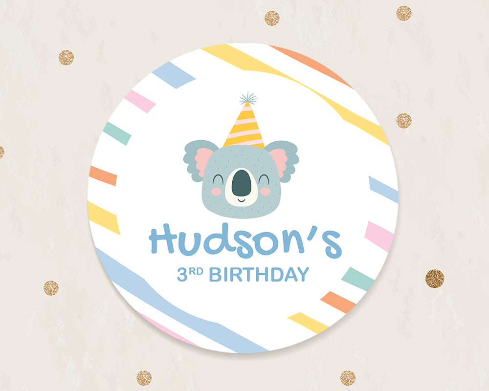 Cute Koala Style Birthday Stickers