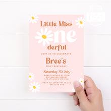 Load image into Gallery viewer, Little Miss Onederful Birthday Invitation Template, Print It Yourself Little Miss Onederful Birthday Daisy Style Invitation
