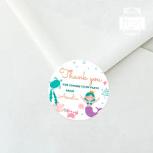 Load image into Gallery viewer, Mermaid Style Birthday Party Stickers, Candy Bag Stickers, Party Favour Stickers

