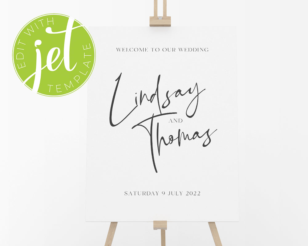 Minimalist Style Wedding Welcome Sign Template Printable Sign, Print It Yourself Elegant Wedding Sign