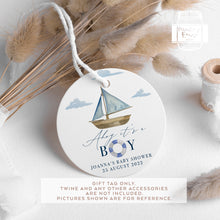 Load image into Gallery viewer, Watercolour Nautical Boat Theme Baby Shower Gift Tags Round Party Favour Tags
