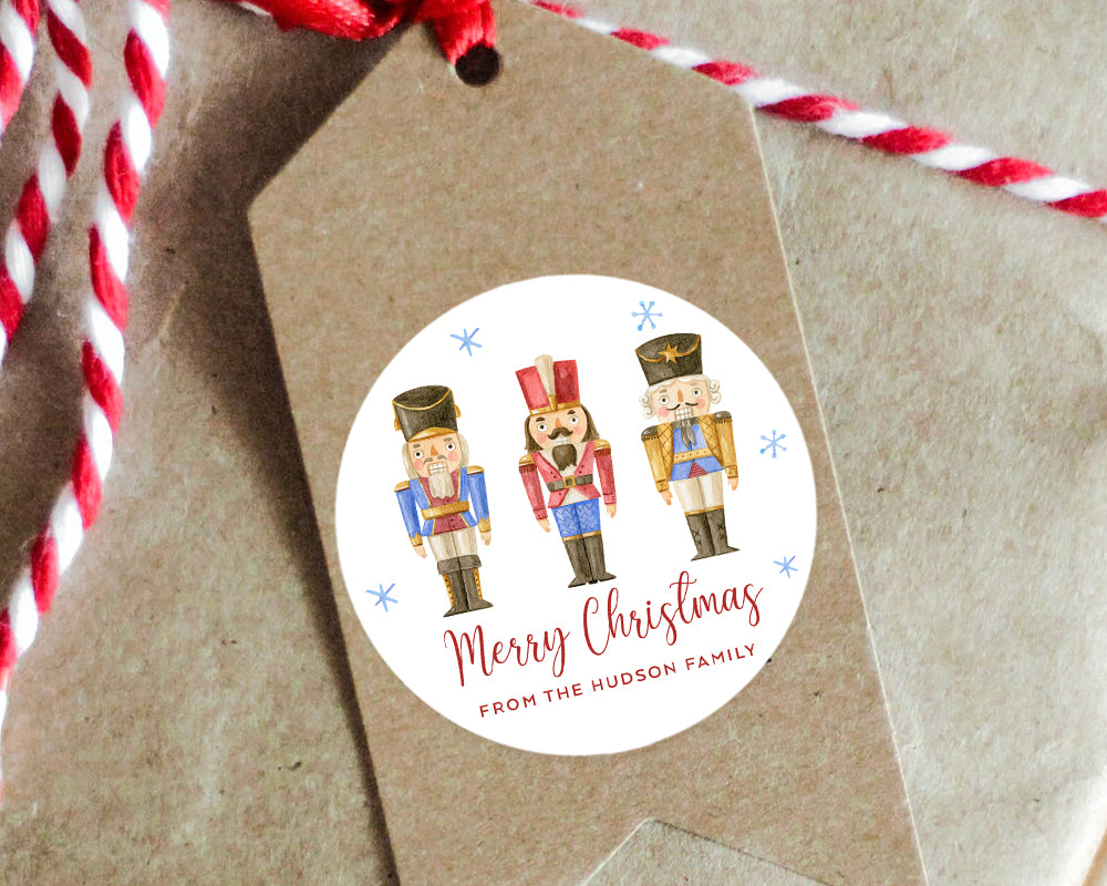 Personalised Christmas Watercolour Nutcrackers Illustration Gift Stickers