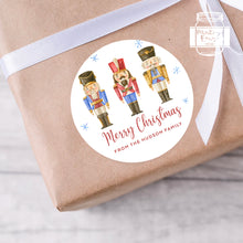 Load image into Gallery viewer, Personalised Christmas Watercolour Nutcrackers Illustration Gift Stickers
