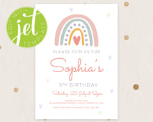 Load image into Gallery viewer, Printable Template Pastel Rainbow Birthday Invitation, Print It Yourself Pastel Colour Rainbow Birthday Invite, Rainbow Style Invitation
