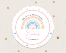 Load image into Gallery viewer, Pastel Rainbow Style Heart Background Birthday Party Stickers

