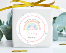 Load image into Gallery viewer, Pastel Rainbow Style Heart Background Birthday Party Stickers

