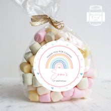 Load image into Gallery viewer, Pastel Rainbow Style Heart Background Birthday Party Stickers
