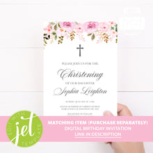 Load image into Gallery viewer, Pink Rose Floral Style Christening Baptism Stickers
