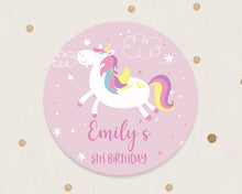 Load image into Gallery viewer, Personalised Cute Unicorn Hand Drawn Style Birthday Party Stickers
