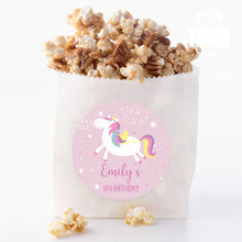 Load image into Gallery viewer, Personalised Cute Unicorn Hand Drawn Style Birthday Party Stickers
