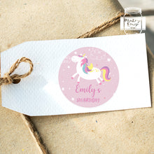 Load image into Gallery viewer, Personalised Cute Unicorn Hand Drawn Style Birthday Party Stickers
