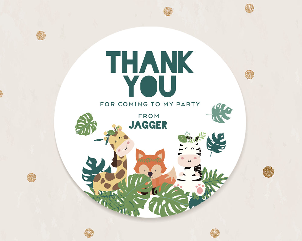 Safari Animals Style Birthday Party Stickers