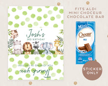 Load image into Gallery viewer, 8pcs Personalised Safari Animals Style Chocolate Wrapper, Aldi Chocolate Wrappers, Kids Party Jungle Animals Wrappers
