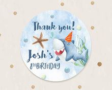 Load image into Gallery viewer, Shark Themed Birthday Party Stickers
