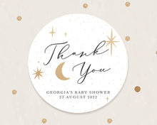 Load image into Gallery viewer, Moon and Star Baby Shower Thank You Sticker Custom Stickers Sparkly Star Stickers Favour Bag Stickers
