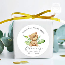 Load image into Gallery viewer, Cute Bear Watercolour Greenery Style Baby Shower Thank You Stickers Favour Stickers
