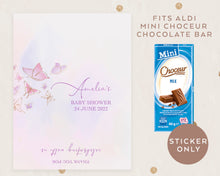 Load image into Gallery viewer, 8pcs Personalised Butterfly Style Chocolate Wrapper, Aldi Chocolate Wrappers, Baby Shower Party Candy Bar Wrappers
