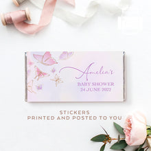 Load image into Gallery viewer, 8pcs Personalised Butterfly Style Chocolate Wrapper, Aldi Chocolate Wrappers, Baby Shower Party Candy Bar Wrappers
