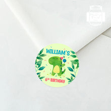 Load image into Gallery viewer, Watercolour T-Rex Dinosaur Kids Birthday Party Stickers
