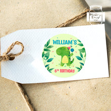 Load image into Gallery viewer, Watercolour T-Rex Dinosaur Kids Birthday Party Stickers
