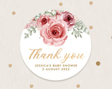 Load image into Gallery viewer, Watercolour Rose Baby Shower Thank You Stickers Favour Stickers
