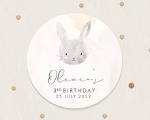 Load image into Gallery viewer, Bunny Watercolour Style Birthday Party Stickers Favour Stickers
