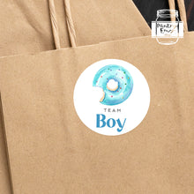 Load image into Gallery viewer, 24pcs 40mm Watercolour Doughnut Style Baby Gender Reveal Team Girl Team Boy Favour Stickers
