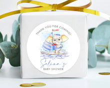 Load image into Gallery viewer, Elephant in Sailor Suit Baby Shower Thank You Stickers Favour Stickers, Elephant Baby Shower Stickers
