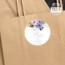 Load image into Gallery viewer, Watercolour Purple Floral Style Christening Baptism Stickers Favour Stickers
