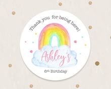 Load image into Gallery viewer, Watercolour Rainbow Themed Birthday Party Stickers
