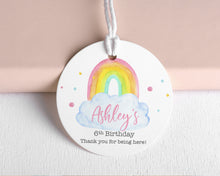 Load image into Gallery viewer, Birthday Party Favour Tags Watercolour Rainbow Style Round Party Favour Gift Tags
