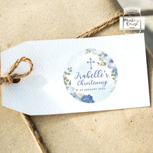 Load image into Gallery viewer, Watercolour Blue Floral Style Christening Baptism Stickers
